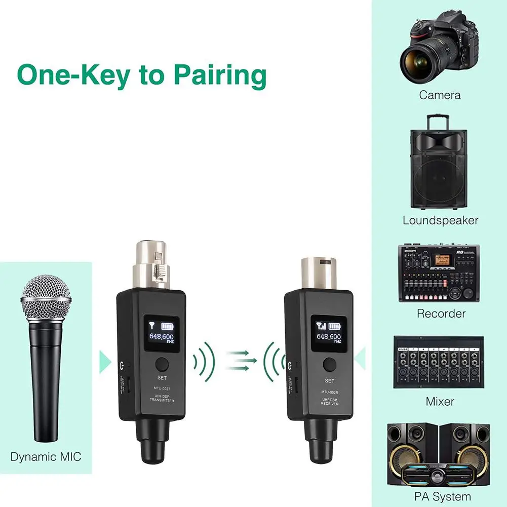 Transmissor sem Fio Sistema de Recepção Embutida para Microfone Conexão Bateria Recarregável Dinâmico - Condensador Xlr - Image 4