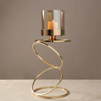 Gold Metal Candle Holders Wedding Decorations Modern Candle Holders Gold Centerpiece Photophore Verre Glass Candlestick zt035 - Цвет: style1L