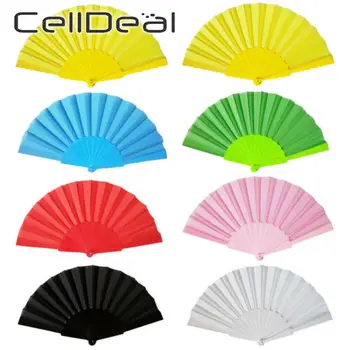 

Plastic Portable Party Hand Dancing Fan Chinese Decor Japanese Wedding Folding Low Key Gift Simple Solid Colorful Fans 1 Pc Gift