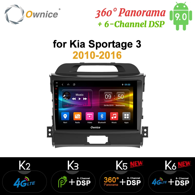 Автомагнитола Ownice Android 9 0 360 градусов для KIA k5 k6 Sportage 3 4 2007 2016 2din Navi GPS плеер DSP 4G LTE
