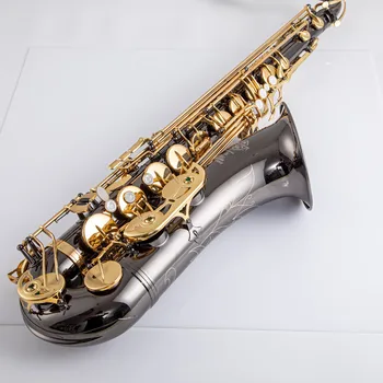 Made in France STS-802 Bb Tenor Saxophone Sax Brass Body Black Nickle Plated Golden Keys Woodwind Instrument