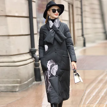 

Genuine Leather Jacket Women Sheepskin Duck Down Winter Coat Women Korean Print Womens Clothing Chaqueta Mujer SM567-308 YY809