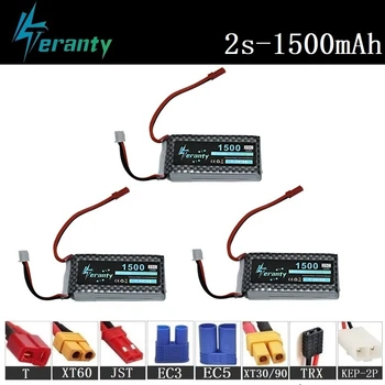 

Teranty Power 2s 7.4V 1500mAh Lipo Battery For RC Helicopter Toys Car Boat Drone Parts 2s battery 7.4v Rechargeable Battery 3pcs