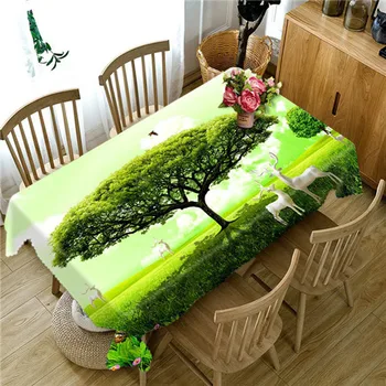 

Tablecloth Green Tree 3D Printed Table Cover Home Dining Customizable Quality Cloth High Table Decoration