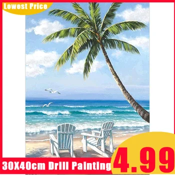 

5D DIY Diamond Painting Full Square/Round Drill "Seaside Beach" Pattern Diamond Embroidery Cross Stitch Mosaic Home Decor Gift