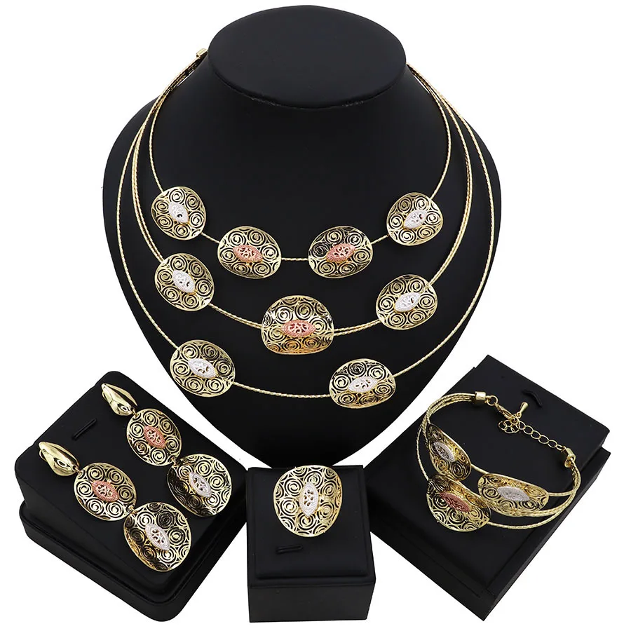 TSROUND золотой цвет форма листа Дубай ручная работа узор африканская бижутерия