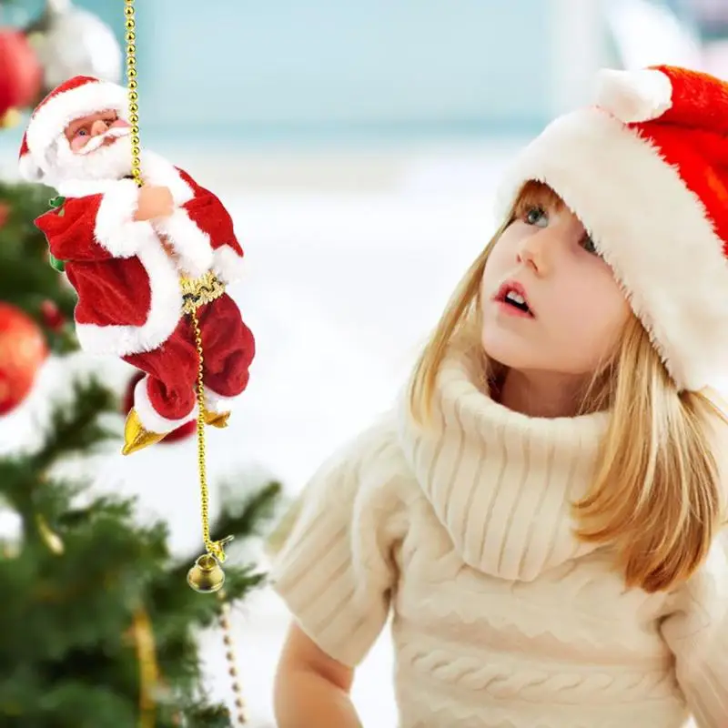 Рождественские детские вокальные игрушки, электронные рождественские Санты, альпинистские бусины, лестница, кукла, пластиковый Электрический подарок, музыкальные детские игрушки