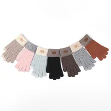 Имитация альпаки вязаные перчатки Детские милые игры мобильный телефон теплые перчатки мягкие однотонные хлопковые Зимние перчатки Рукавицы