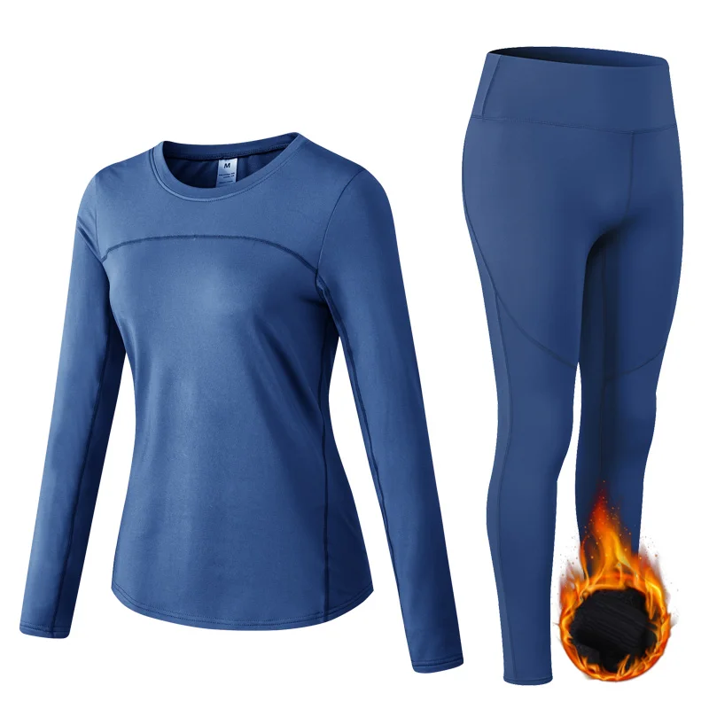 Winter Thermal Underwear Sets Stretch Plus Velvet Ladies Clothes Warm Intimates Print Long Johns Women Solid Pajamas Set