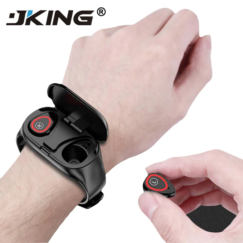 JKING Smart Watch Bracelet + Bluetooth Earphone 2 in 1 - IP67 Waterproof - Step Counting Heart Rate Sports Smart Watch Bracelet