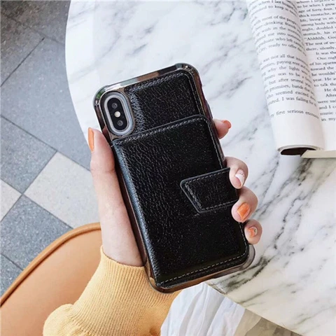 Флип зеркальный кошелек кожаный чехол для телефона для iPhone Xs Max чехол XR X 8 7 6S 6 Plus роскошный ТПУ PU зеркальный чехол с отделениями для карт - Цвет: black