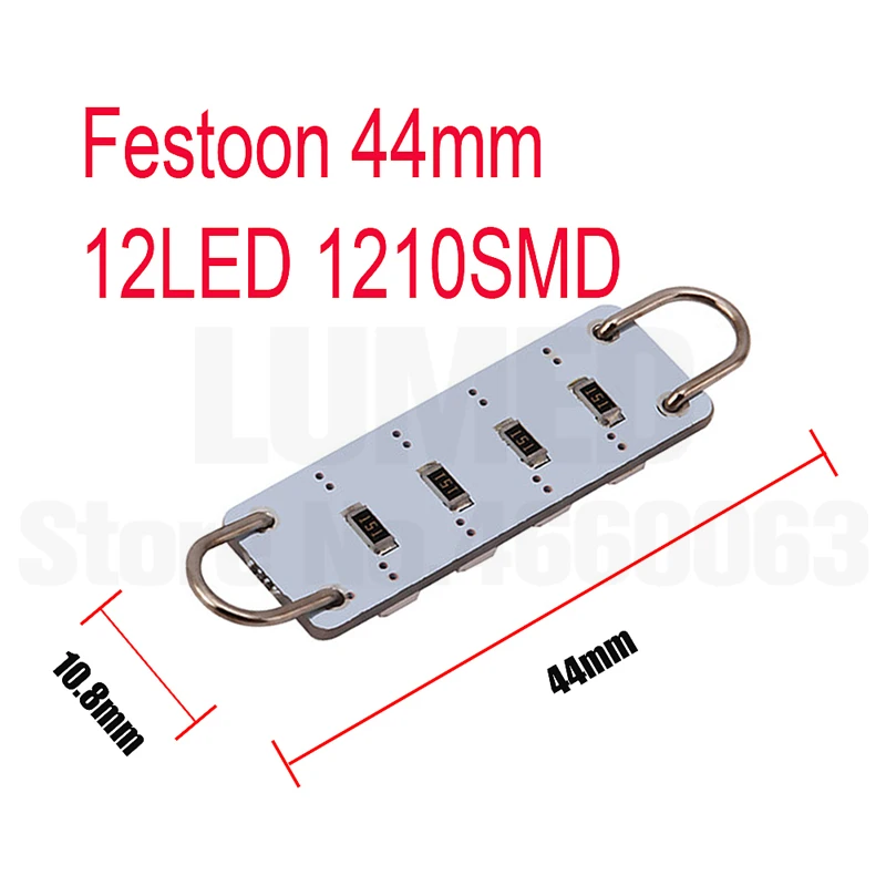 500x гирлянда 12LED C5W автомобиля 1210 SMD 44 мм салона Купол лампы для чтения светильник источник постоянного тока 12V