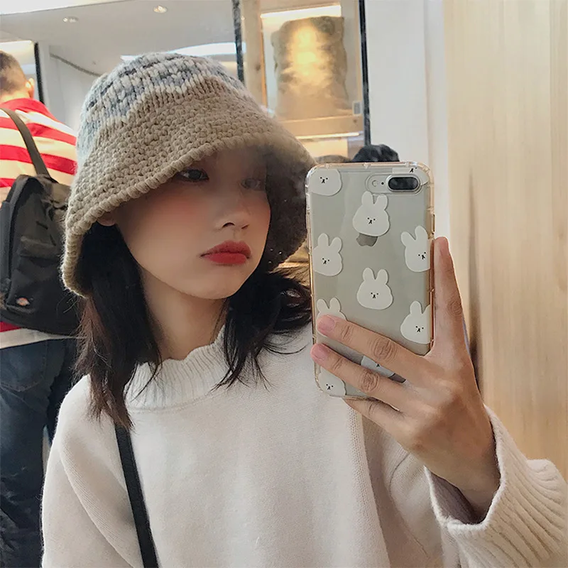 

Hat Women's Autumn And Winter Online Celebrity Bucket Hat Korean-style Japanese-style Fashion Fresh Versatile Handmade Knitted T