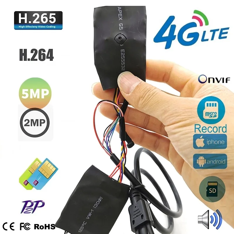 Беспроводная мини-IP-камера 5 Мп 2 МП 4G LTE с детектором звука SIM-карта для системы