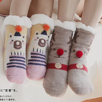 

Christmas Baby Girls Boys Cotton Winter Cartoon Thicken Warm Socks Children Snowflake Elk Santa Claus Anti-Slip Fleece Socks