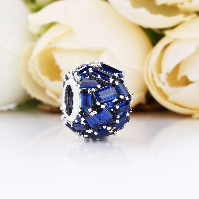 

Authentic 925 Sterling Silver Blue Ice Cube Charms Fit Original Pandora Bracelet For Women DIY Jewelry Beads Christmas Gift
