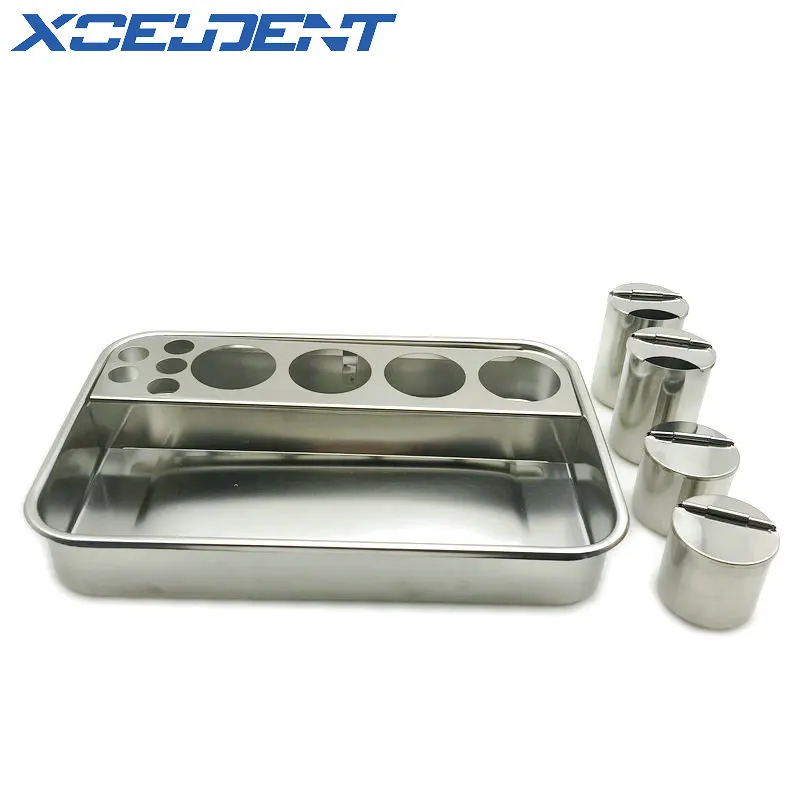 1 набор стоматологических лотков с 4 бутылками из нержавеющей стали для