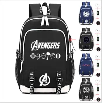 

Avengers Fashion School Bags for Boy USB Charging Travel Shoulder Backpack Bag Girls Canvas Print Rucksack Laptop Backpack
