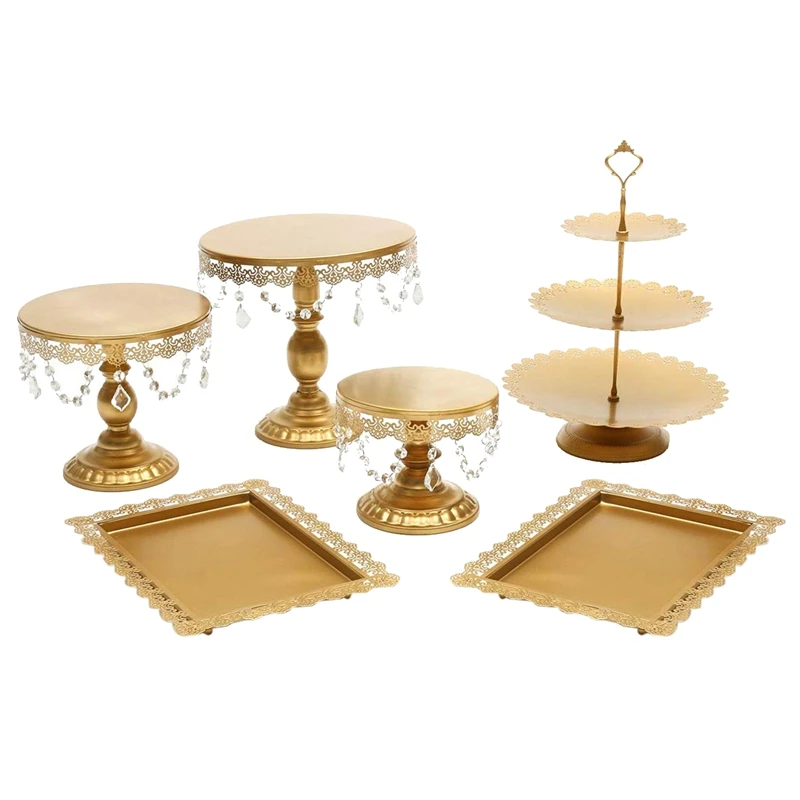 

6Pcs/Set Grand Cake Stand Set Wedding Cake Tools Fondant Cake Display Kit for Party Bakeware Accessory