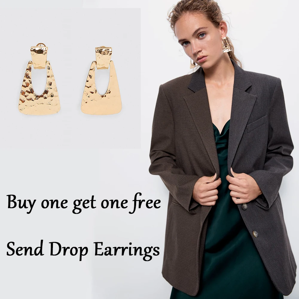 

ZA Blazer 2019 Autumn Winter Newest Stitching Plaid Casual Blazer Coat Female Office Wear Casual Tops Buy One Get One Free