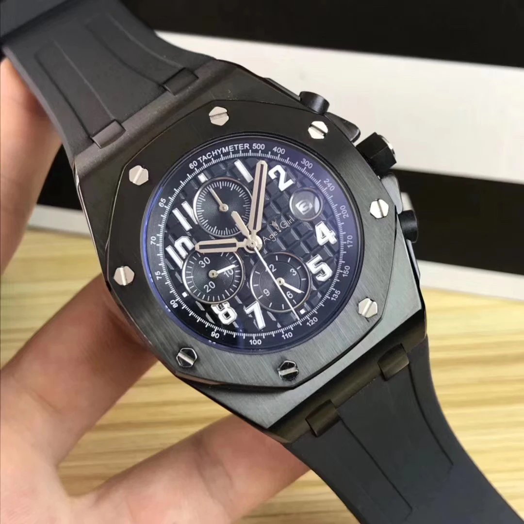 

Luxury Brand New Men Silver Black Rubber Watch Automatic Mechanical Sapphire Watches Transparent Glass Back Blue Red Sport 42mm
