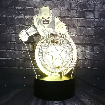 

Marvel Movie Figure Hero Captain America LED 7 Color Change Decor Bedroom Mood Night Light Holiday Party Supply Lava Kids Toy