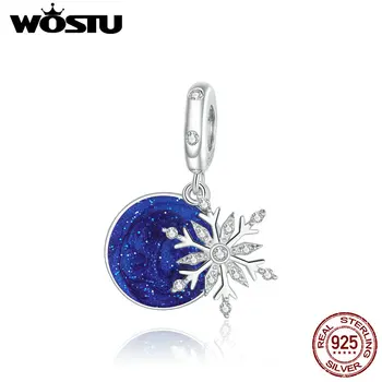 

WOSTU Snowy Night Sky Pendant Charm Silver 925 Original Beads Fashion silver Jewelry Diy make Gifts Girl Accessories FNC367