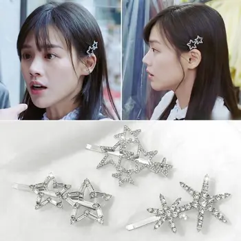 

Minimalist Metallic Glitter Korea Hollow Star Hair Clips for Women Crystal Rhinestones Pentagram Hairpin Women Hair Accessories