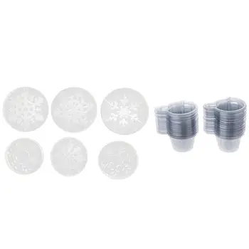 

6x Snowflake Jewelry Casting Molds Silicone Mold Kit & 120Pcs Disposable Plastic Cup Epoxy Plastic Transparent Cup