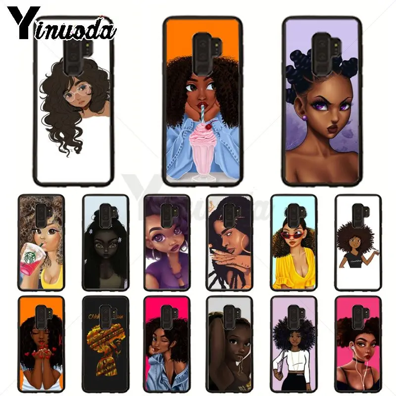 Queen Afro Gadis Hitam Melanin Poppin Lembut Ponsel Case untuk Samsung Galaxy S10plus S9 S8plus S10E A50 A10 A70 Kasus Ponsel