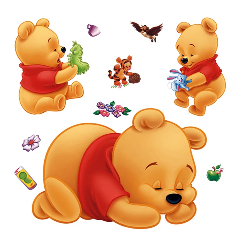 

3d Winnie The Pooh Wall Stickers For Kids Rooms Removable Baby Bedroom Cartoon Nursery Children Boys Girls Wall Decals