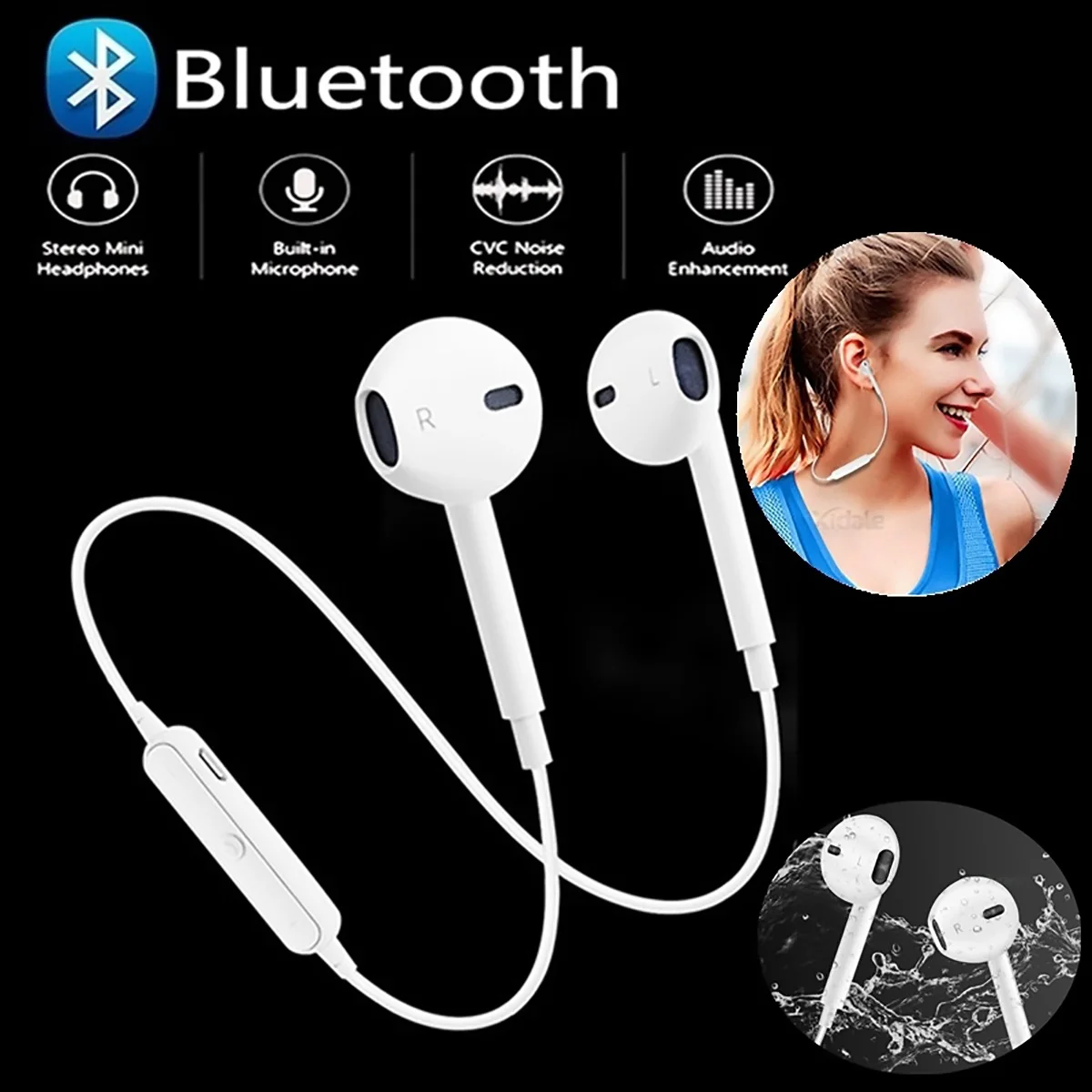 Беспроводные наушники bluetooth гарнитура Шум шумоподавления шейным жизни Спорт стерео наушники-вкладыши С микрофоном для iPhone Xs Samsung9