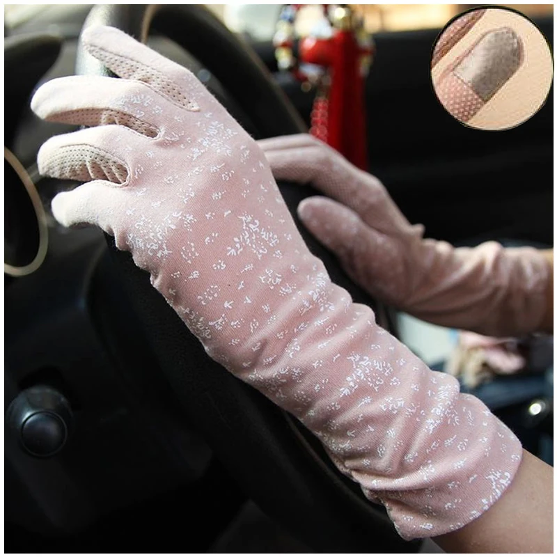 

Female Mid-long Summer Ice Silk Cotton Cycling Bicycle Thin Touch Screen Driving Gloves UV Sunscreen Sleeve Gloves for Women