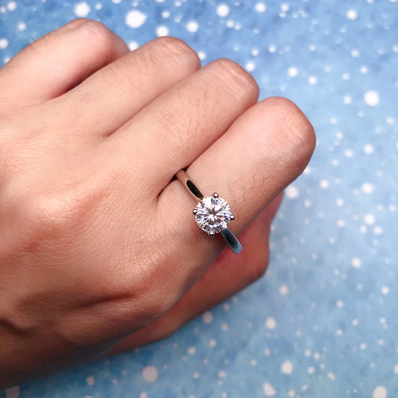 BOEYCJR 925 серебро 1ct F цвет Moissanite VVS обручальное свадебное кольцо с бриллиантом с национальным сертификатом для женщин Регулируемый