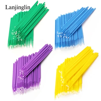 100/200pcs Eyelash Cleaning Brush Lash Extension Micro Cotton Swab Eyelashes Microbrush Beauty Makeup Clean Remover Tools