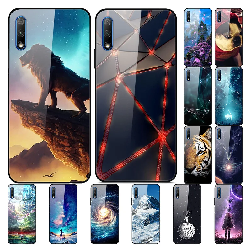 Чехол из закаленного стекла с мультяшным принтом для huawei honor 9X 8X Max 7X 6X 5X 5A 8C 8S 7C 7A Pro