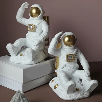 

1 Pair Astronaut Bookend Book Stand Study Room Decoration Ornaments Office Display Creative Furnishings Home Decoration