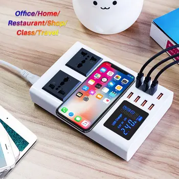 

8-Port Usb Mobile Phone Charger Fast Charge Type-C Smart Digital Display Universal Charging Head Charger