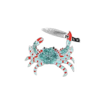 

10pcs/lot Crab Seafood Cartoon kawaii animal Brooches Enamel Pins Medal Denim Lapel Pin Bag Badges Jewelry diy decoration J68