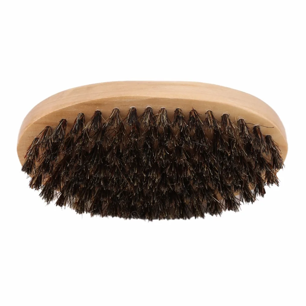 Practical Oval Shape Men Boar Hair Bristle Facial Beard Mustache Brush Hard Round Wood Handle Face Message Cheap