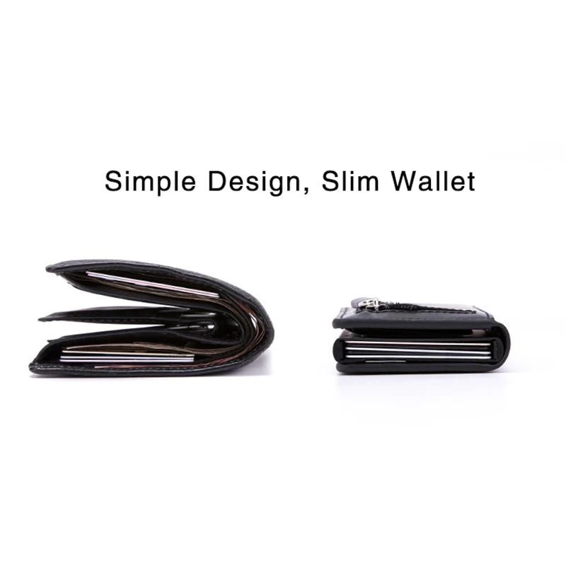 Name Carbon Fiber Card Holder Men Leather Zipper Wallet Aluminum Box Smart Wallet Anti-theft RFID CardHolder