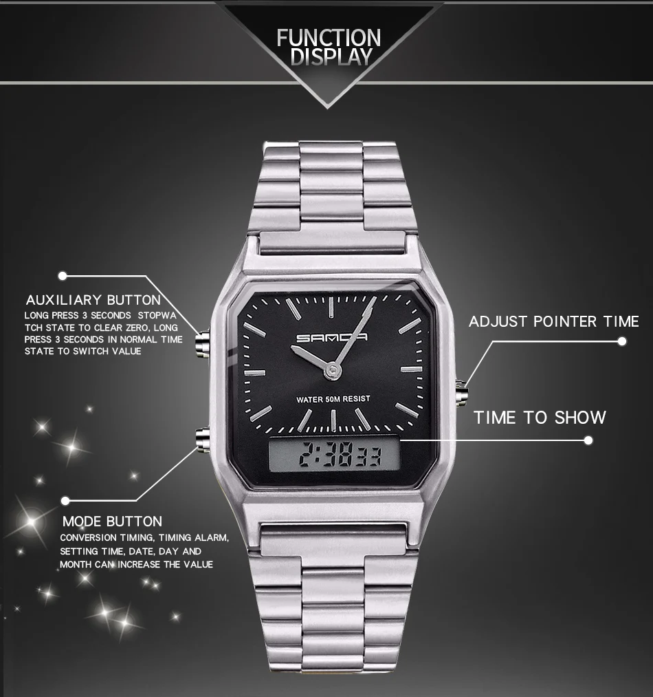 Militaire heren Horloge аналог Digitale Waterdicht Sport Horloge Модные кварцевые мужские часы Klok Mannelijke