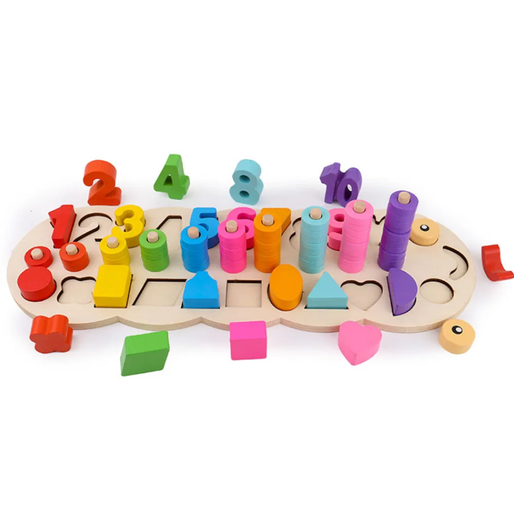Монтессори Математические Игрушки Детские деревянные головоломка Монтессори игры сенсорные материалы головоломки обучения Образование тизер цифры