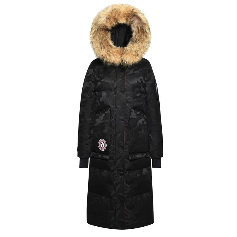 Новое зимнее пальто Женская 90% куртка на гусином пуху женская теплая парка с воротником из меха енота пуховик Женская YT613F450 YY1645 - Цвет: Black MiCai