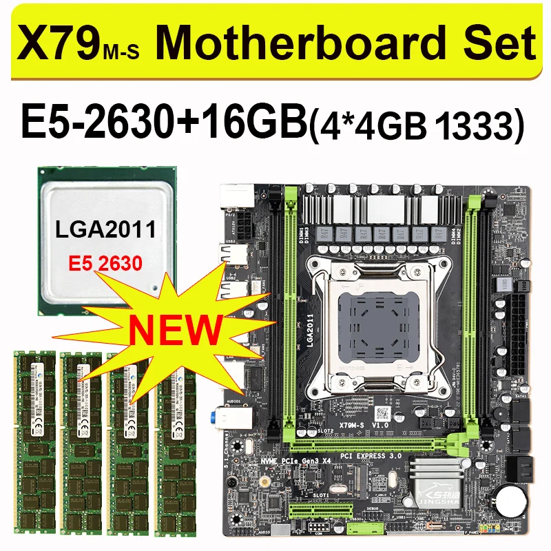 X79 M-S 2.0 Motherboard Set With Intel Xeon E5-2630 2.3GHz CPU 4* 4GB= 16GB DDR3 1333MHz ECC/REG RAM M.2 SSD 6 core 12 threads | Компьютеры