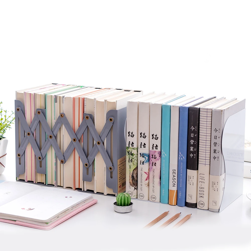 1pc Retractable Foldable Bookends Iron Book Shelf Book Display Stand Holder Desktop Support Rack Desk Organizer Bookend