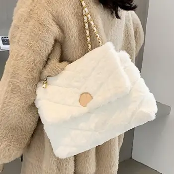 

Elegant Female Square Crossbody Bag 2020 New Quality Soft Plush Women's Designer Handbag High capacity Shoulder Messenger Bag