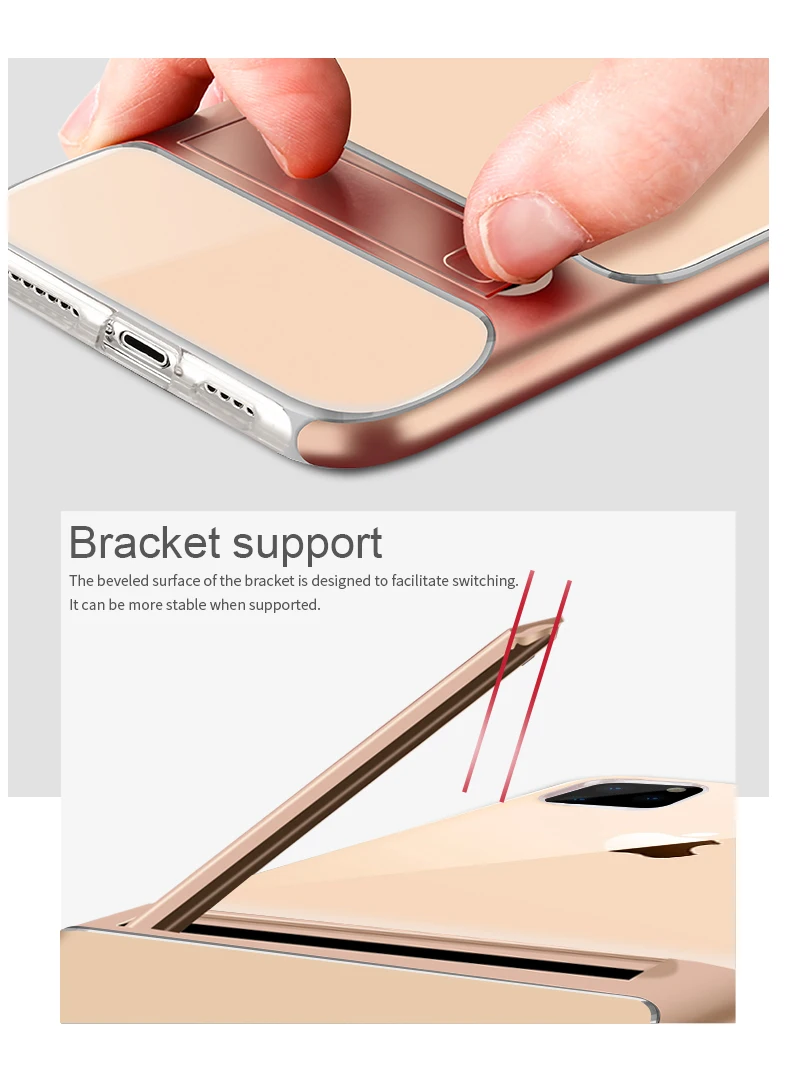 Для iPhone11 5,8 6,1 6,5 модная прозрачная Скоба из ТПУ+ PC двухслойный армированный ударопрочный чехол для телефона