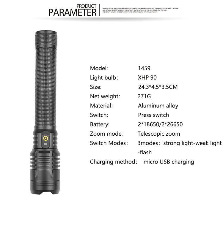 Яркий светодиодный фонарик P90 с зумом аккумулятором 18650 26650 мощный xhp90.2 usb
