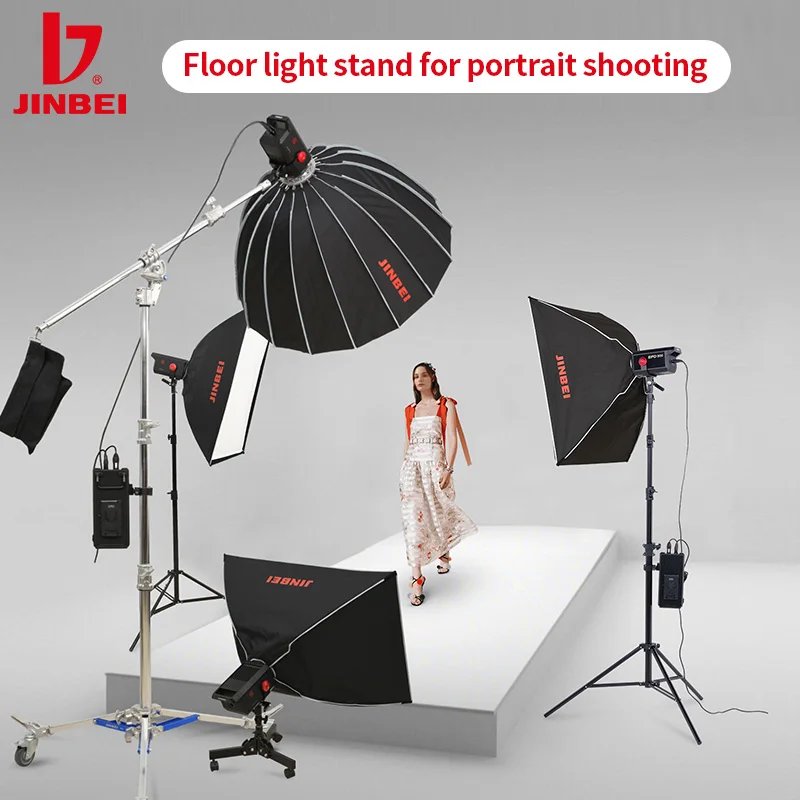 JINBEI Floor Light Stand DDJ20 Background Light Stand DDJ70 Dual-use Photography Fill Lighting with 3 Casters Wheel
